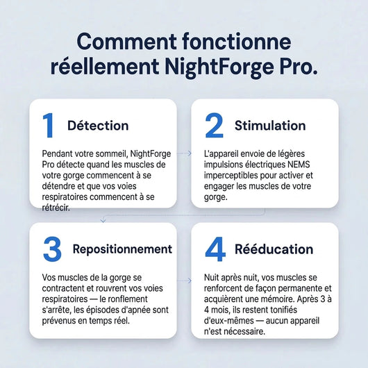 NightForge Pro — Entraînement des muscles de la gorge — Élimine définitivement le ronflement et l'apnée du sommeil